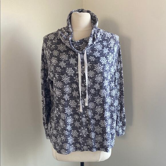 CAROLE HOCHMAN Fleece Pullover Womens Sz Medium Grey White Snowflake Holiday - Picture 1 of 7